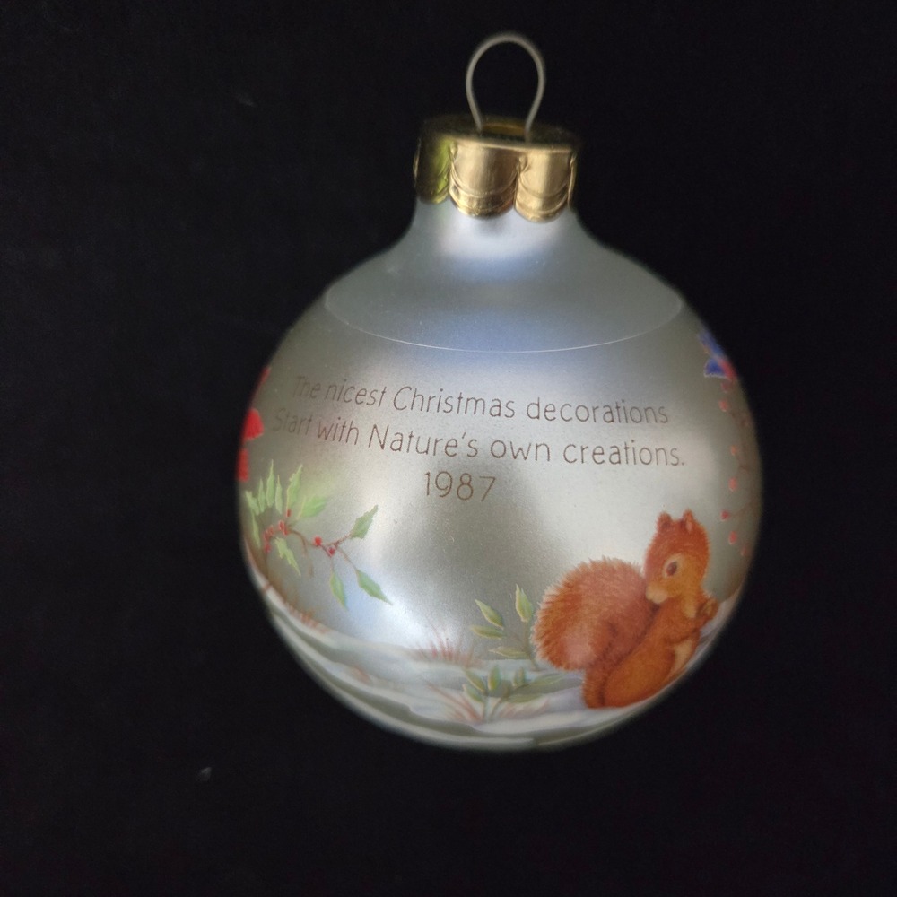 Vintage 1987 Natures Decorations Glass Christmas Ornament Woodland Animals Boxed